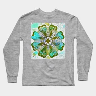 Mandala in blues and greens Long Sleeve T-Shirt